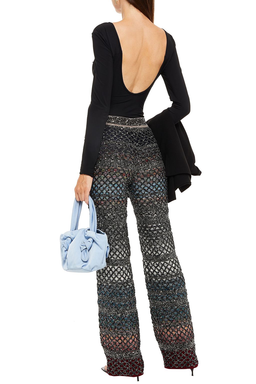 MISSONI Embellished crochet-knit wool-blend straight-leg pants
