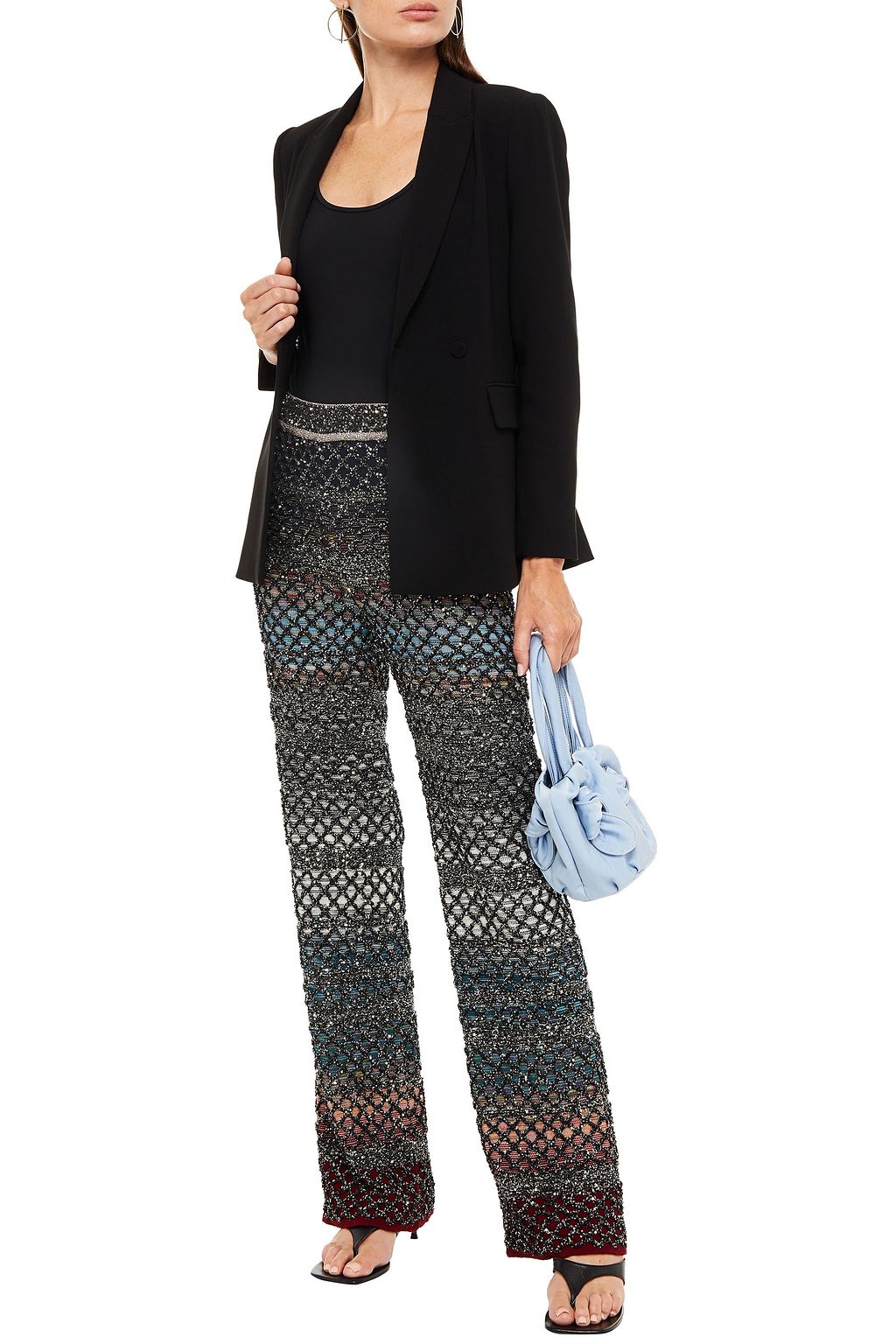 MISSONI Embellished crochet-knit wool-blend straight-leg pants