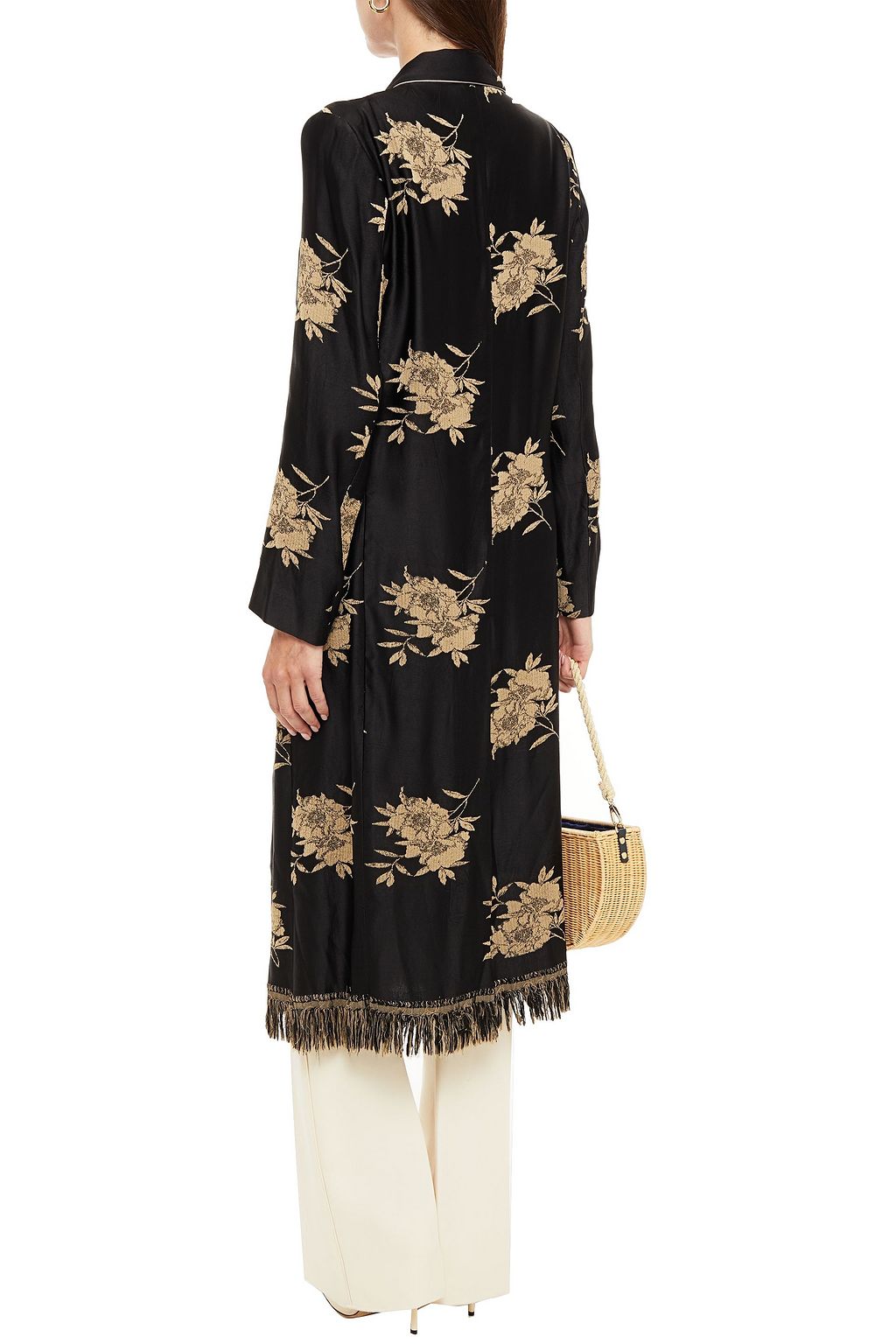 ETRO Fringed satin-jacquard coat
