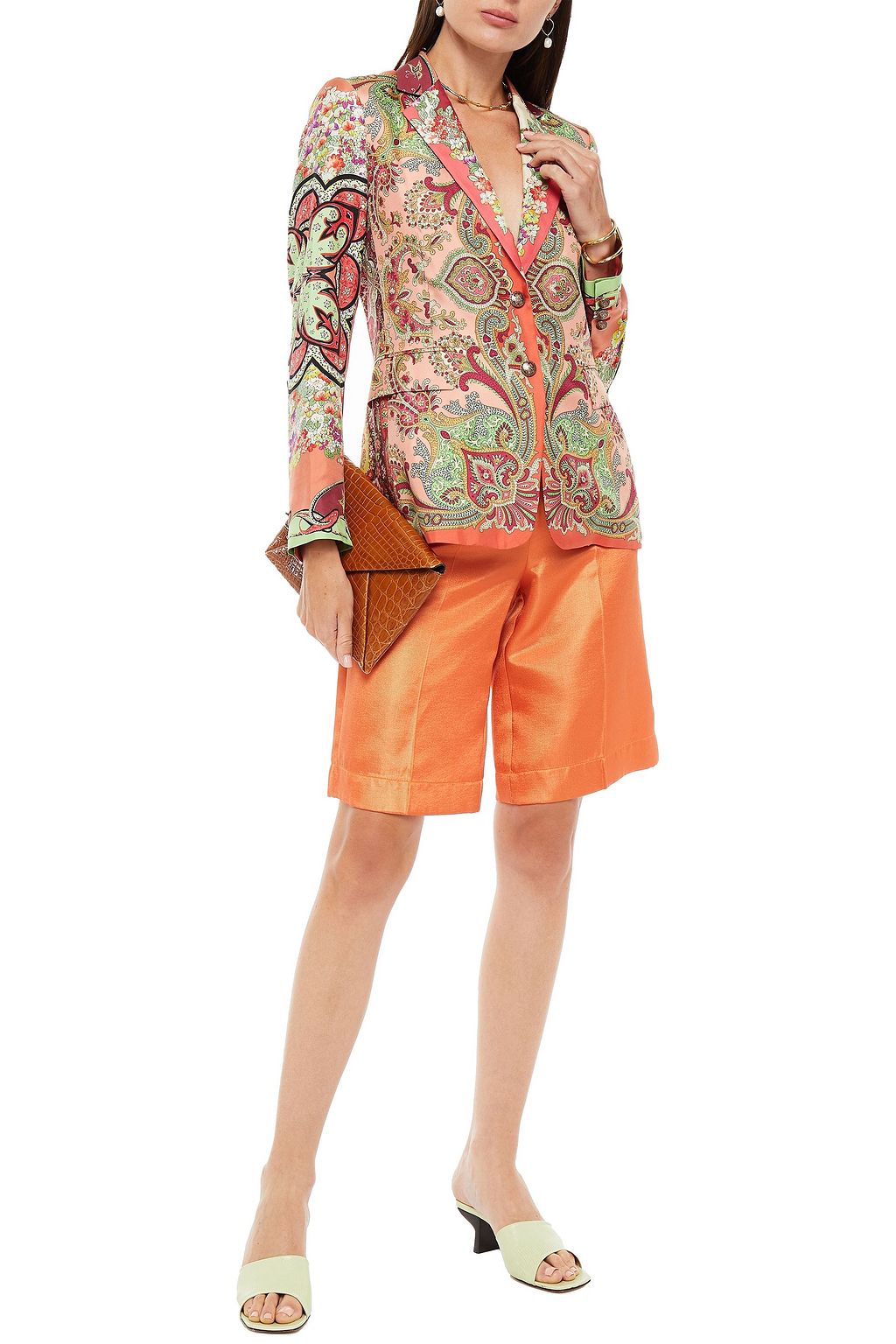 ETRO Printed silk-twill blazer