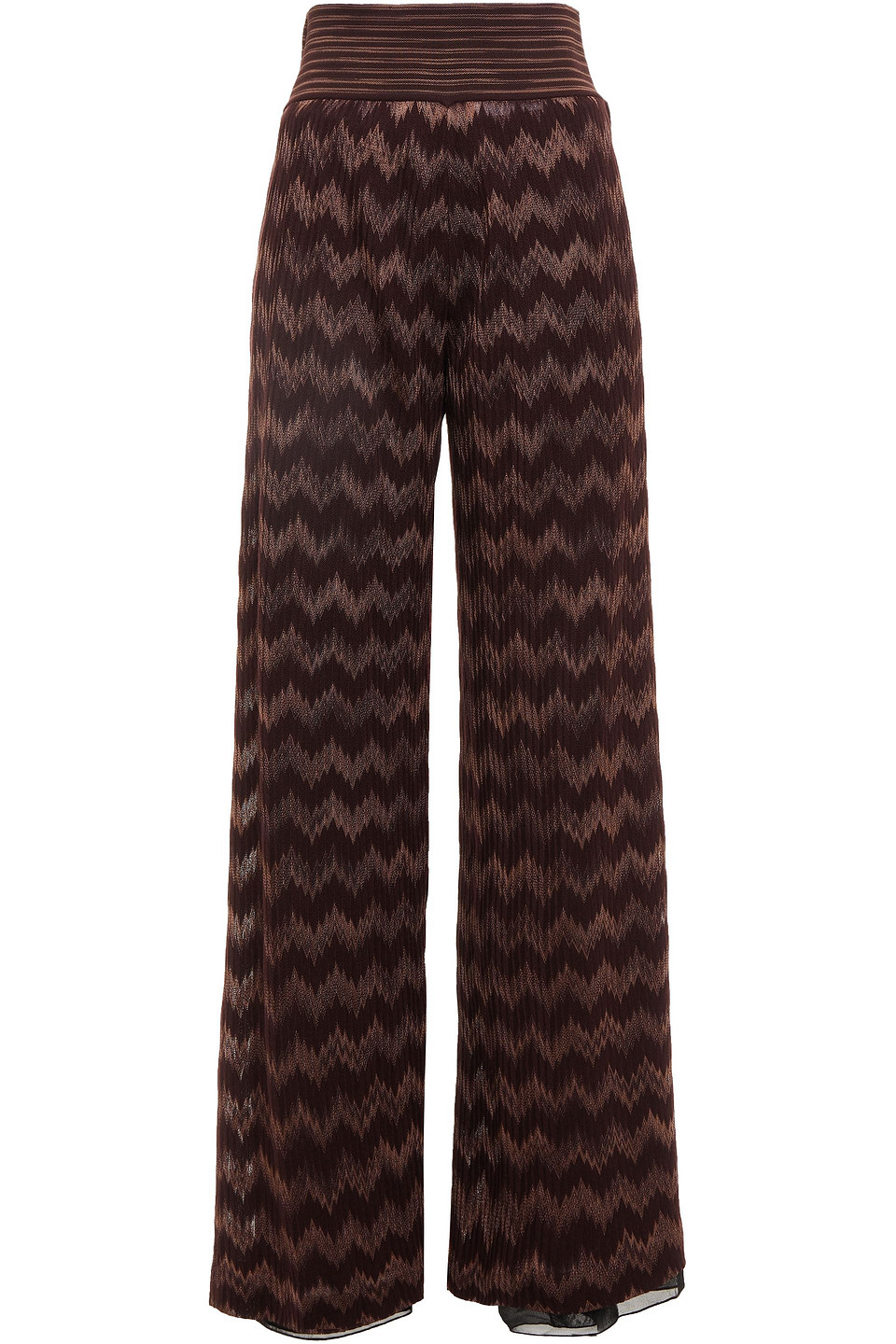 Missoni Woman Crochet-knit Silk-blend Wide-leg Pants Brown Size 46
