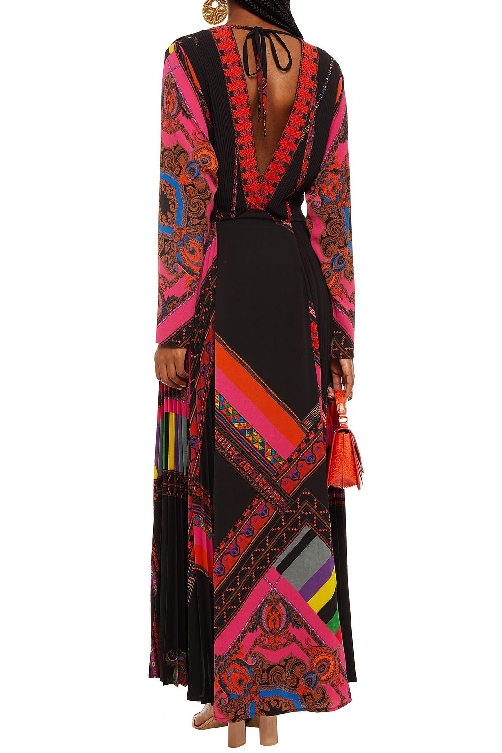 ETRO Wrap-effect pleated printed crepe maxi dress