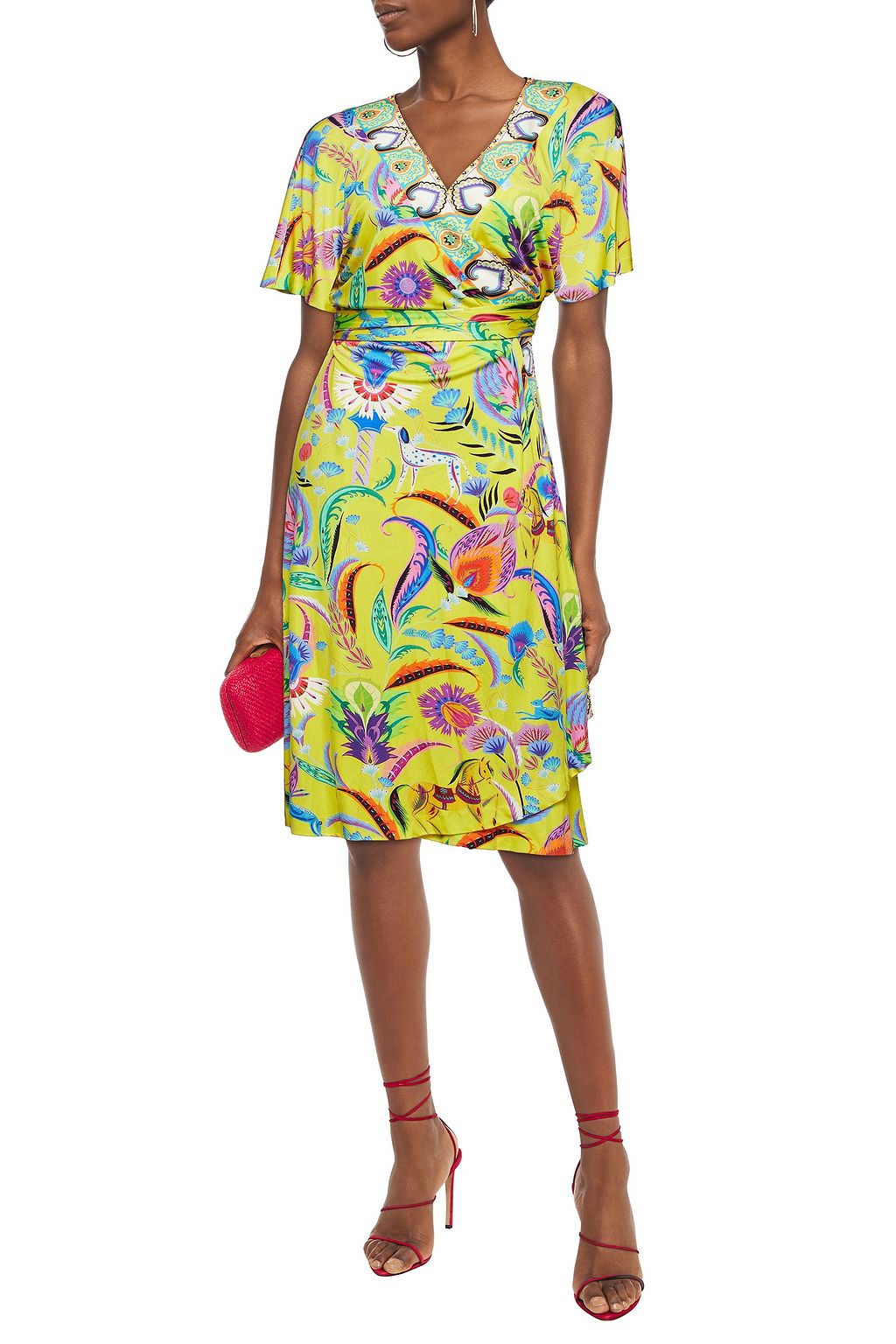ETRO Floral-print silk-jersey midi wrap dress
