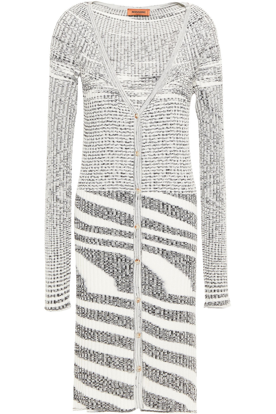 Missoni Woman Mélange Ribbed Cotton-blend Cardigan White Size 46