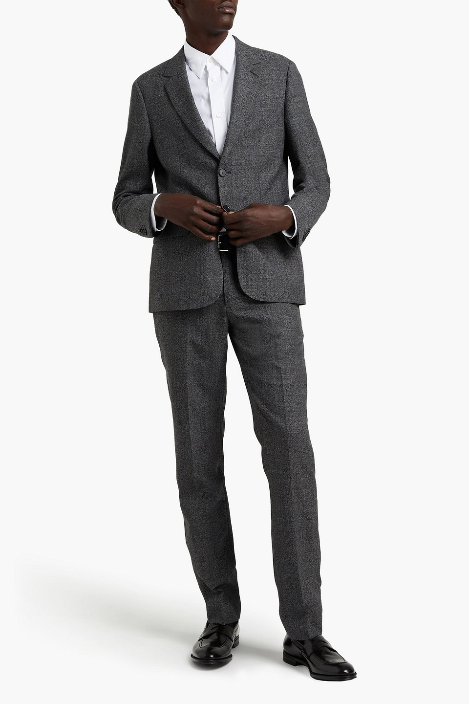 Sandro Slim-fit Mélange Wool Suit Jacket In Dark Grey