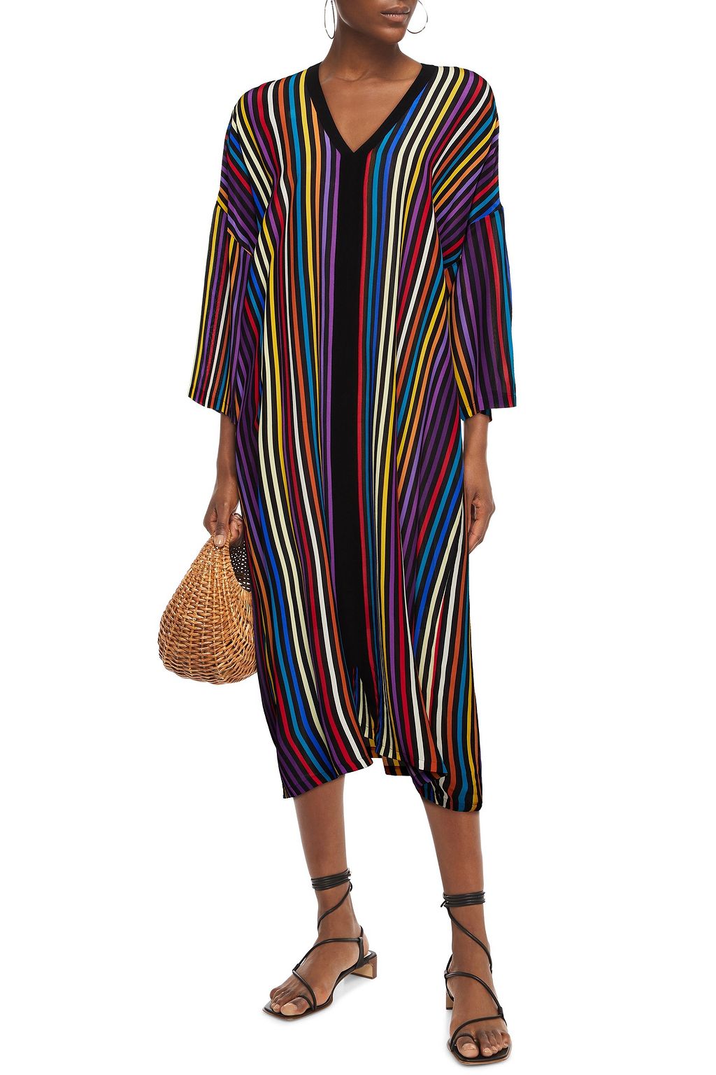 ETRO Striped silk crepe de chine midi dress
