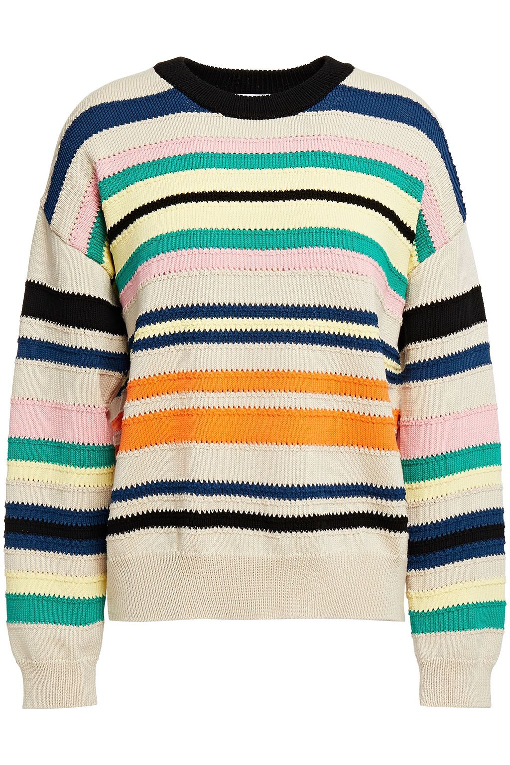 KENZO ストライプボーダー柄左右対称ウール100%マキシニットワンピース