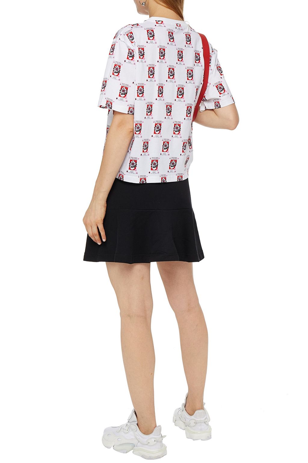 KENZO Appliquéd French cotton-terry mini skirt