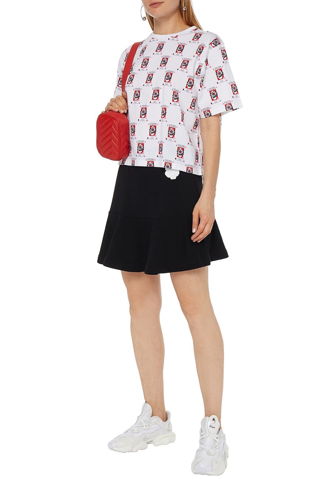 KENZO Appliquéd French cotton-terry mini skirt
