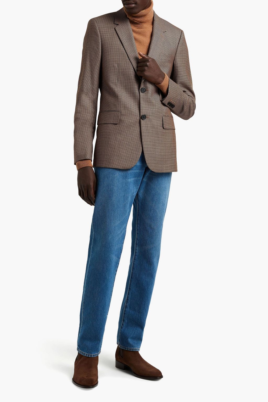 SANDRO Slim-fit houndstooth wool blazer