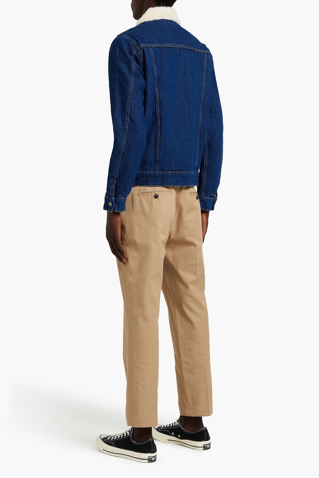 SANDRO Faux shearling-lined denim jacket
