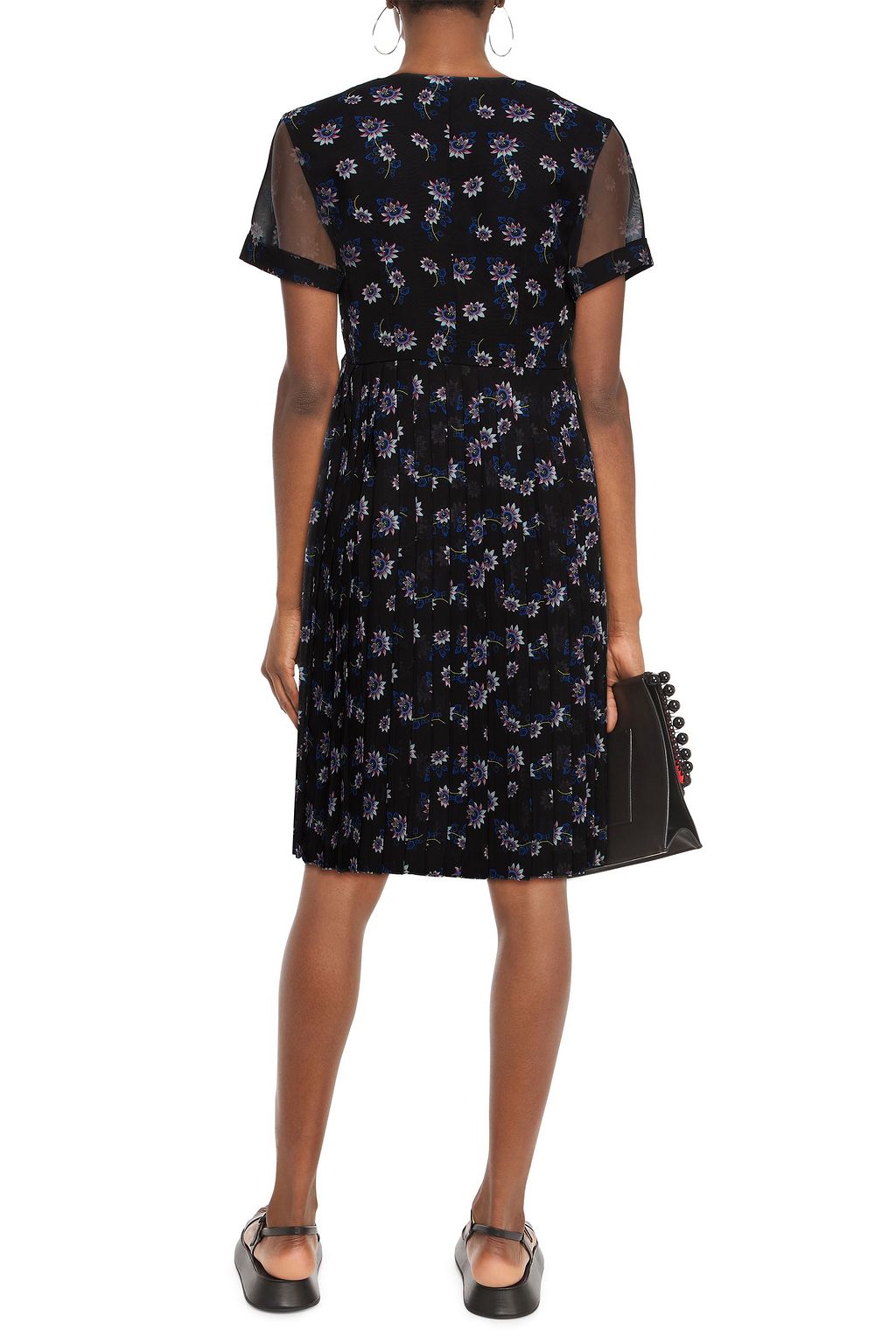 KENZO Pleated floral-print crepe de chine dress