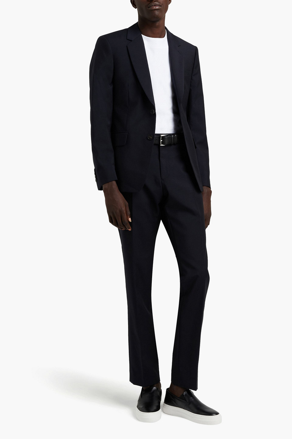 Sandro Man Slim-fit Wool And Mohair-blend Grain De Poudre Suit Pants In Midnight Blue