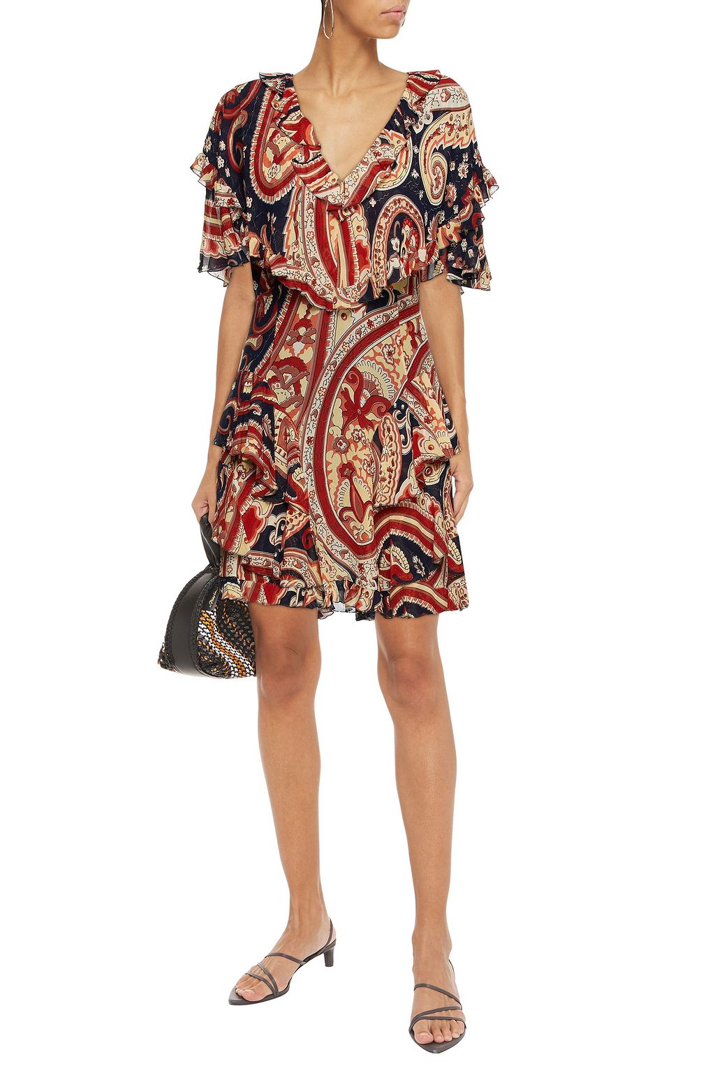 ETRO Ruffled printed silk-georgette mini dress