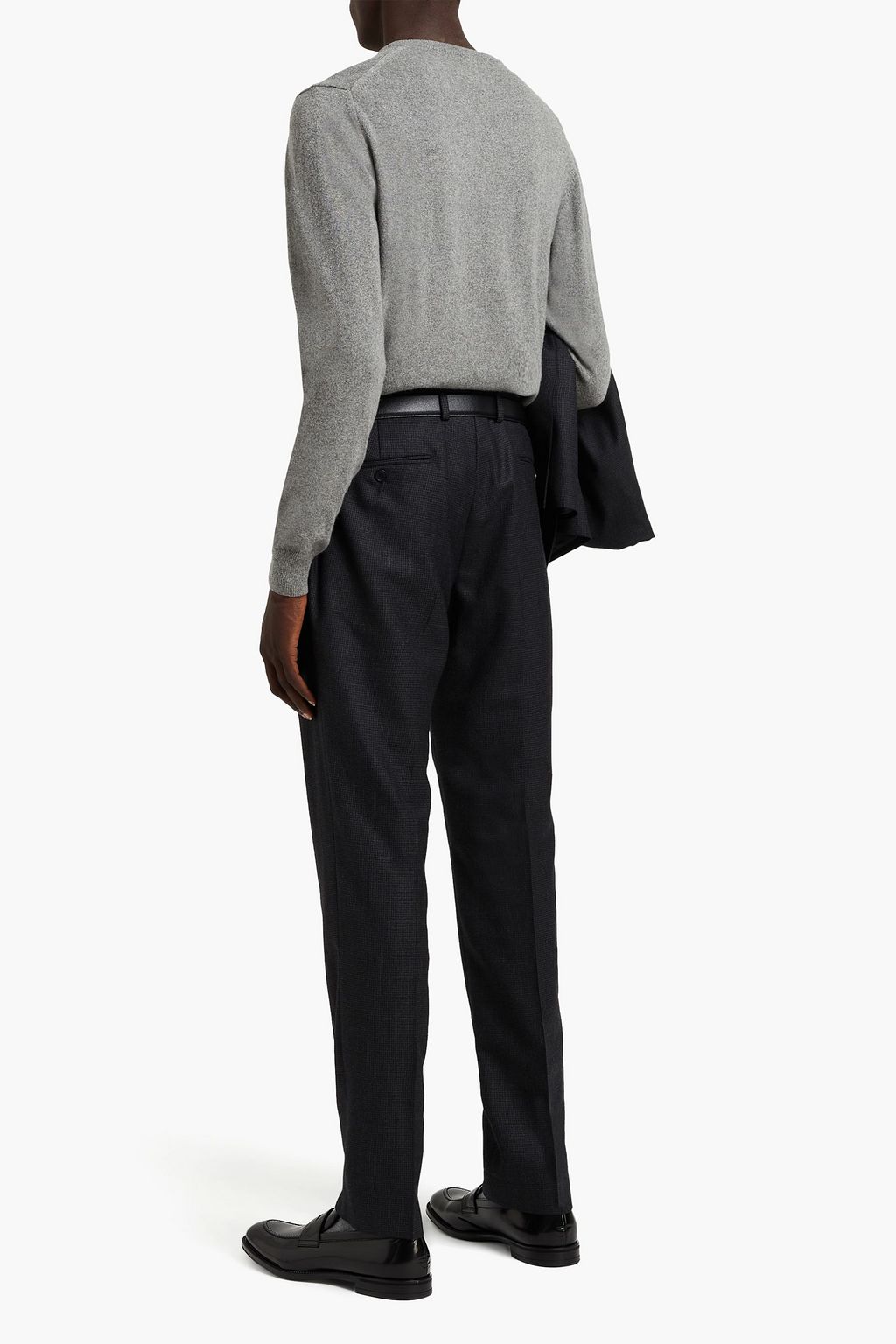 SANDRO Slim-fit houndstooth wool-twill suit pants