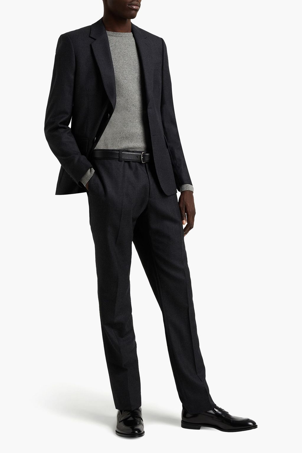 SANDRO Slim-fit houndstooth wool-twill suit pants