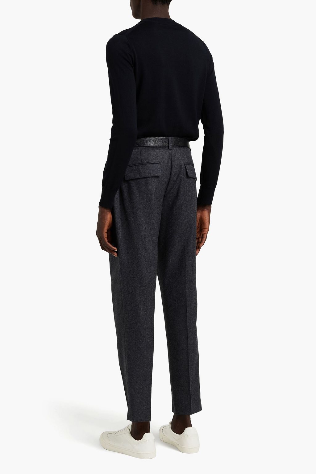 SANDRO Tapered brushed wool-twill pants