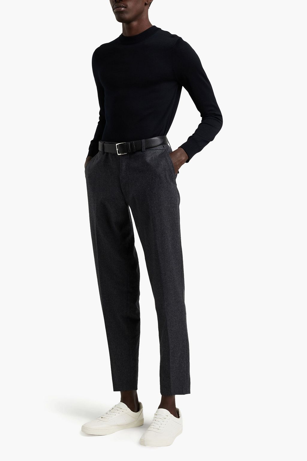 SANDRO Tapered brushed wool-twill pants