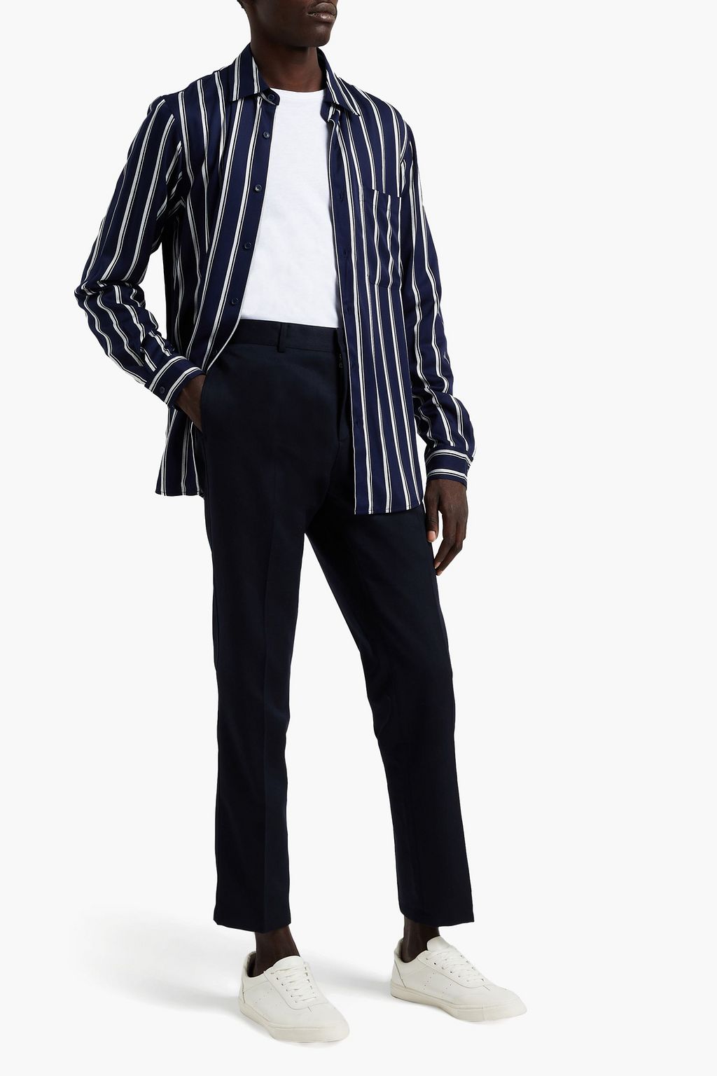 SANDRO Tapered cropped twill pants