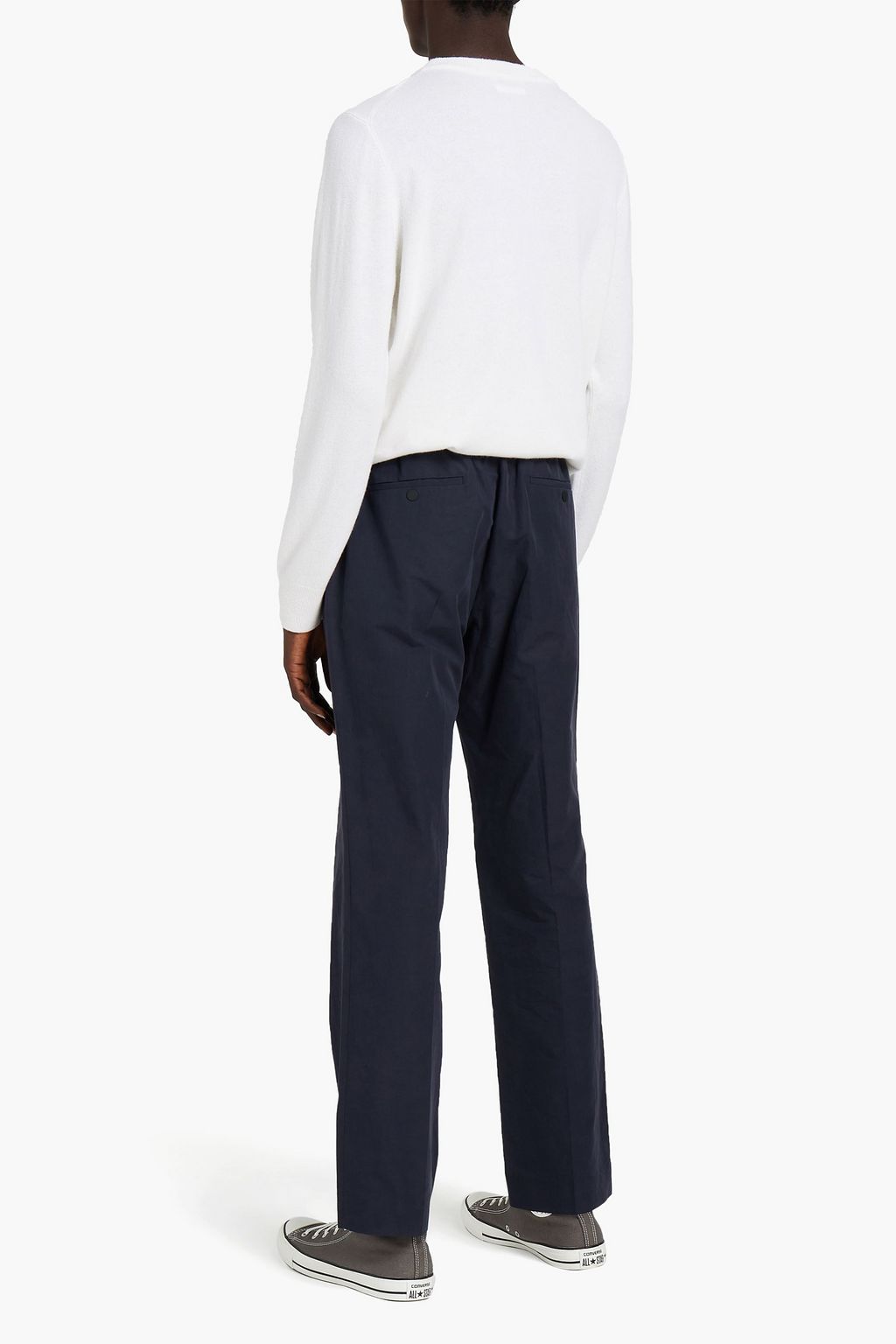 SANDRO Slub cotton and linen-blend drawstring pants
