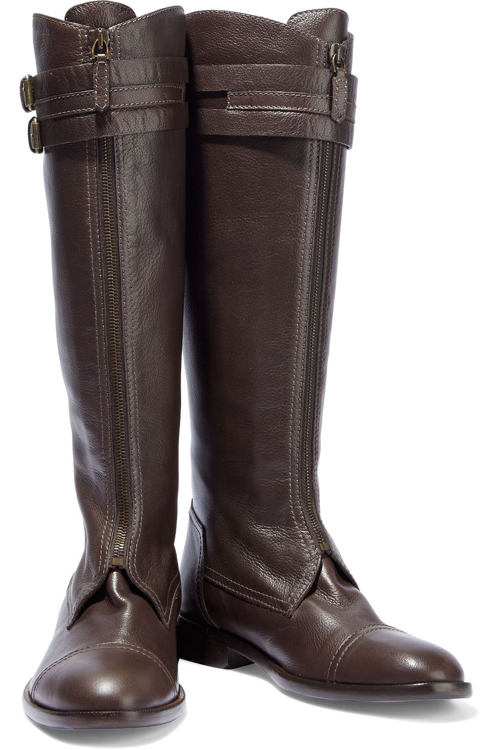 ETRO Buckled pebbled-leather knee boots