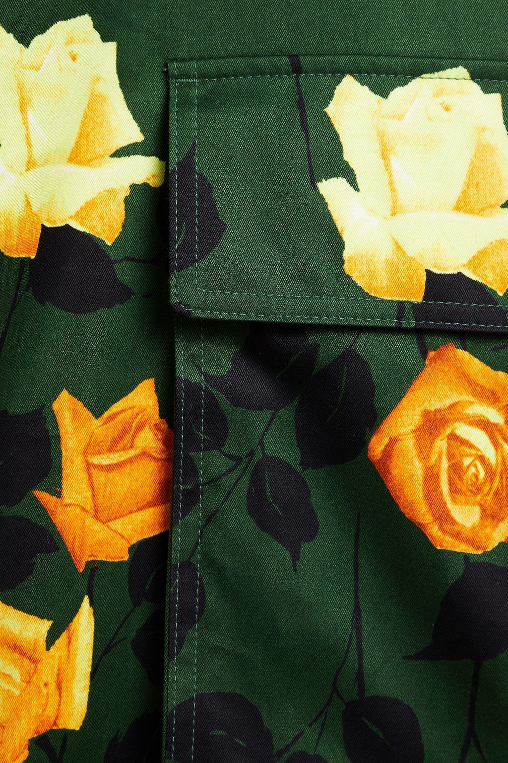 MSGM Belted floral-print cotton-twill wide-leg pants