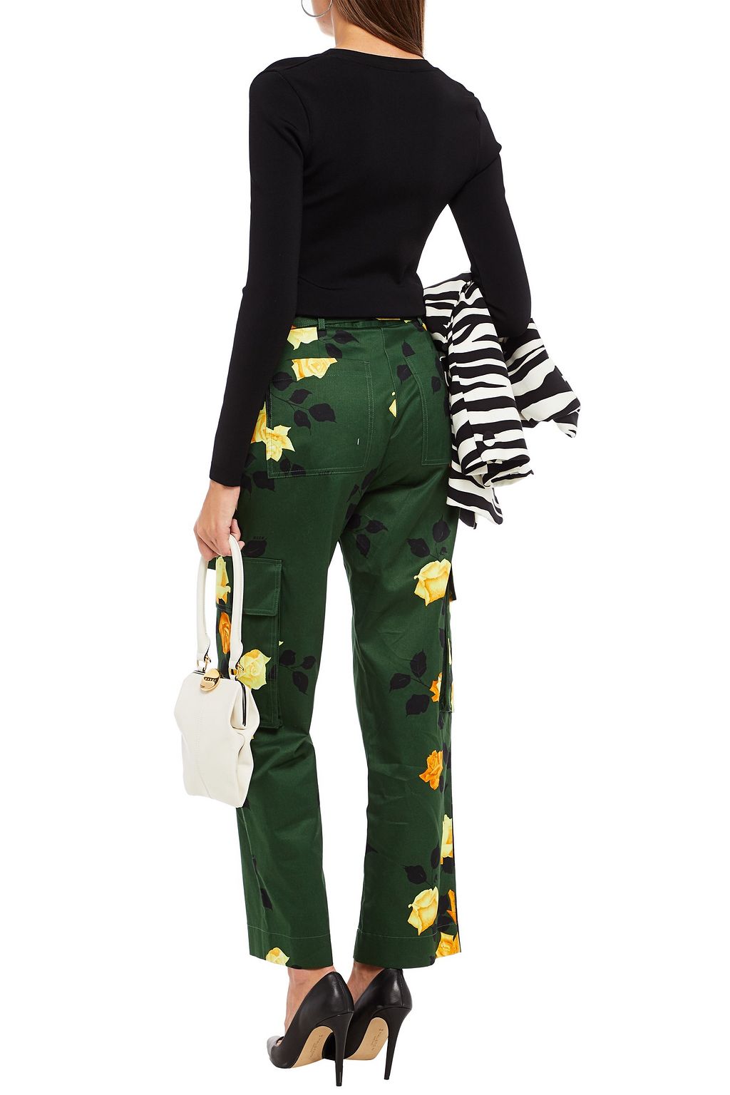 MSGM Belted floral-print cotton-twill wide-leg pants