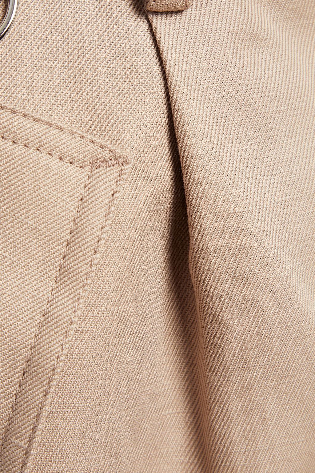 MSGM Belted cotton and linen-blend twill tapered pants