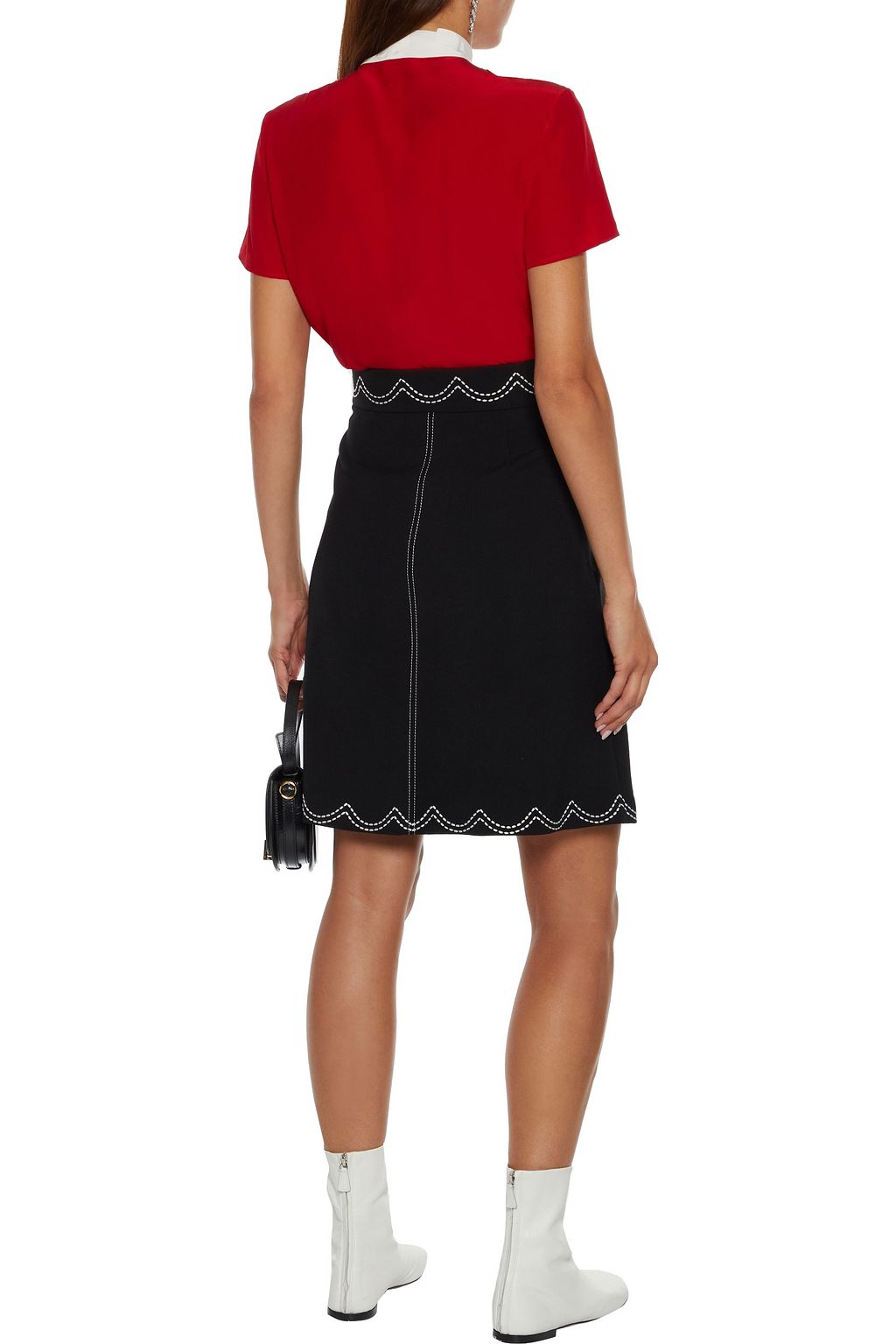 REDVALENTINO Embroidered crepe skirt