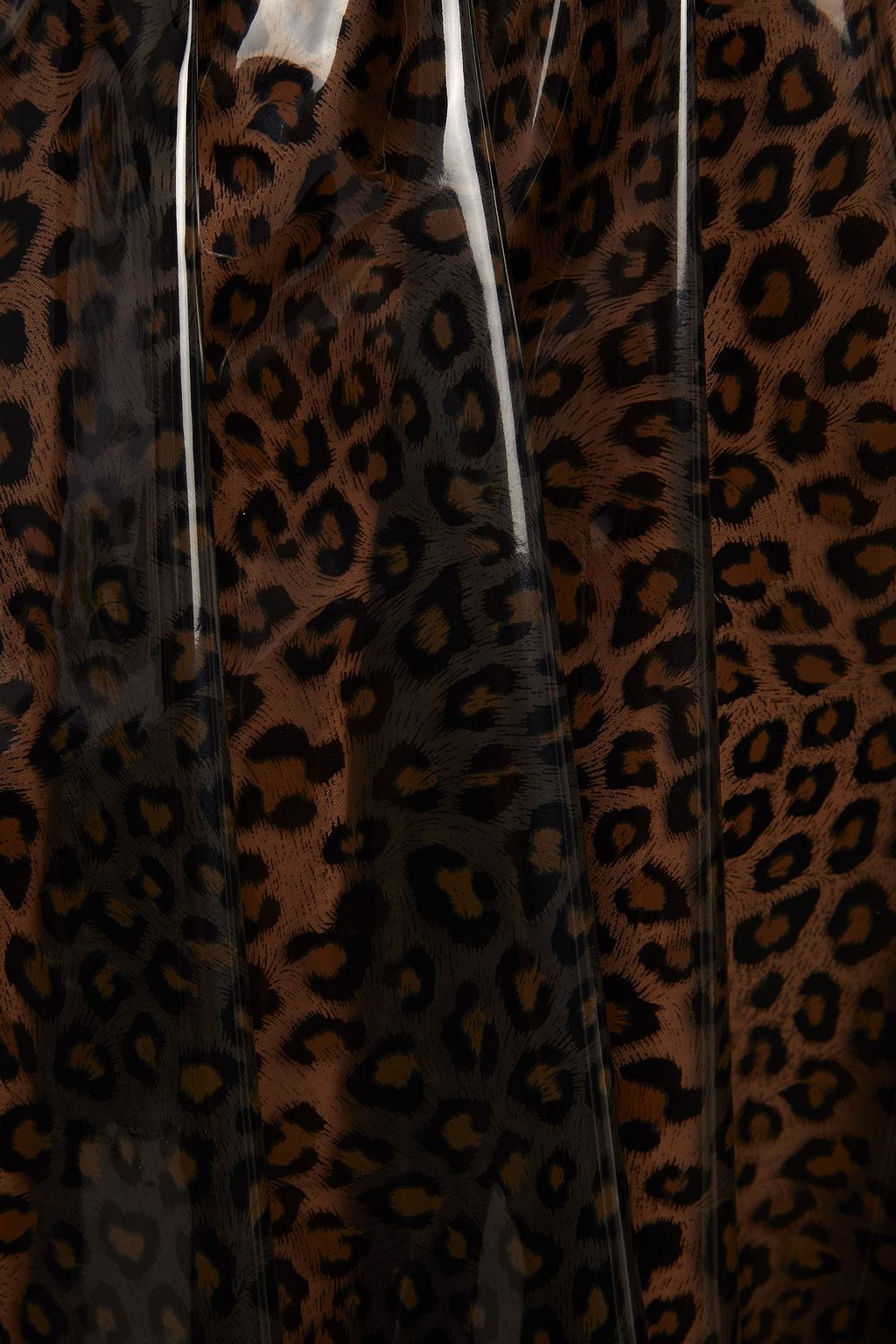 MSGM Gathered leopard-print vinyl midi skirt