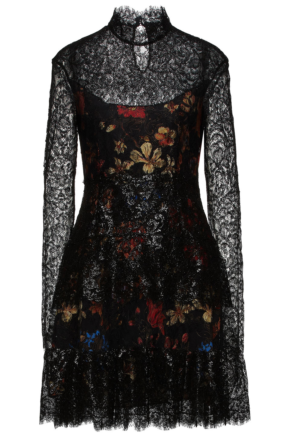 etro - paneled metallic corded lace dress - black - it 44