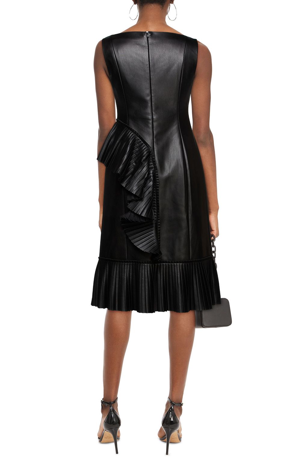 HUISHAN ZHANG Pleated faux leather midi dress