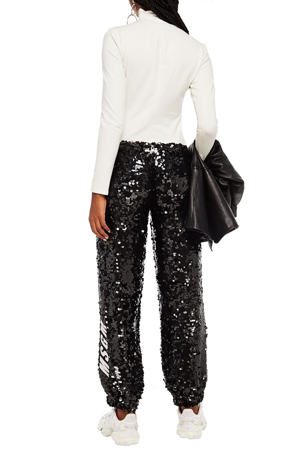 MSGM Sequined crepe de chine tapered pants