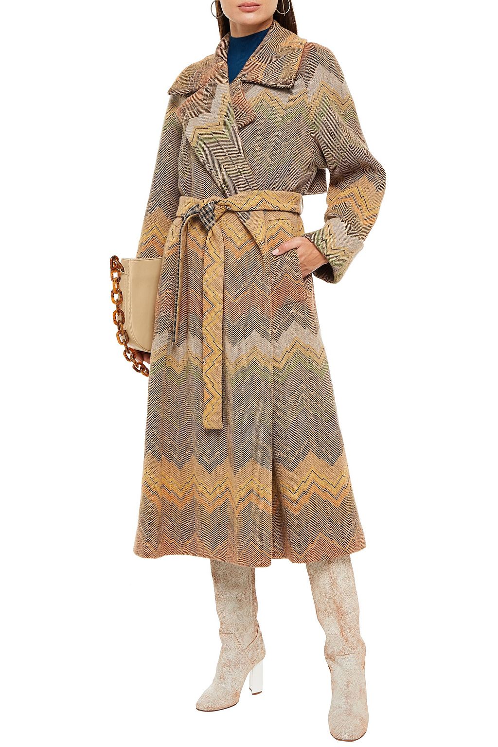 MISSONI Belted crochet-knit coat