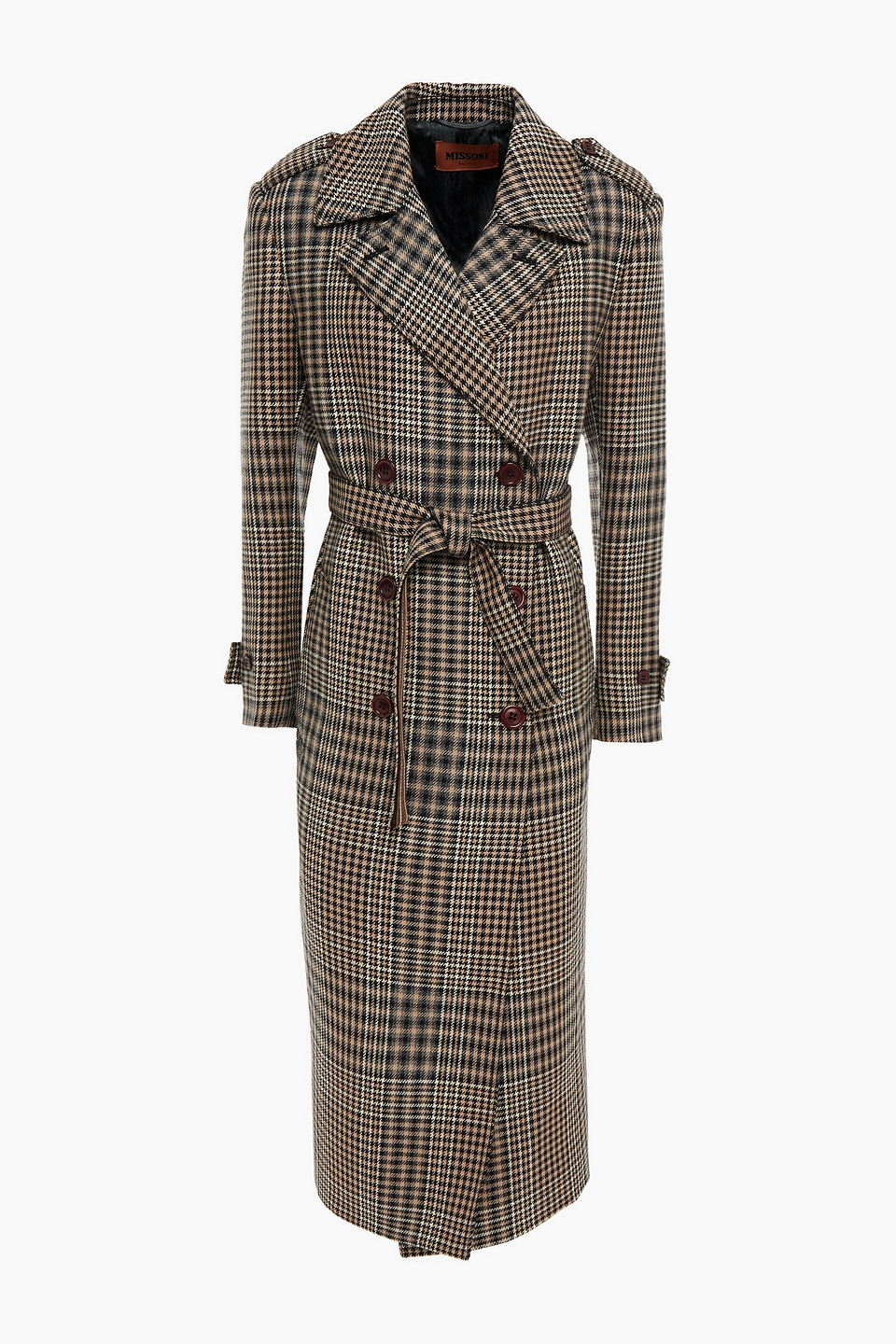 Missoni Woman Double-breasted Prince Of Wales Checked Wool Coat Camel Size 40