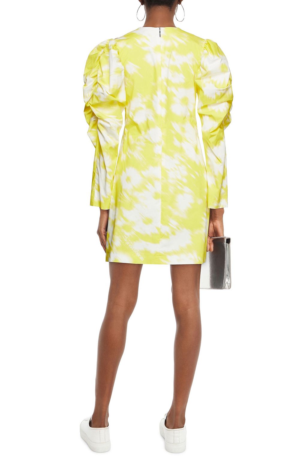 MSGM Gathered floral-print cotton-poplin mini dress
