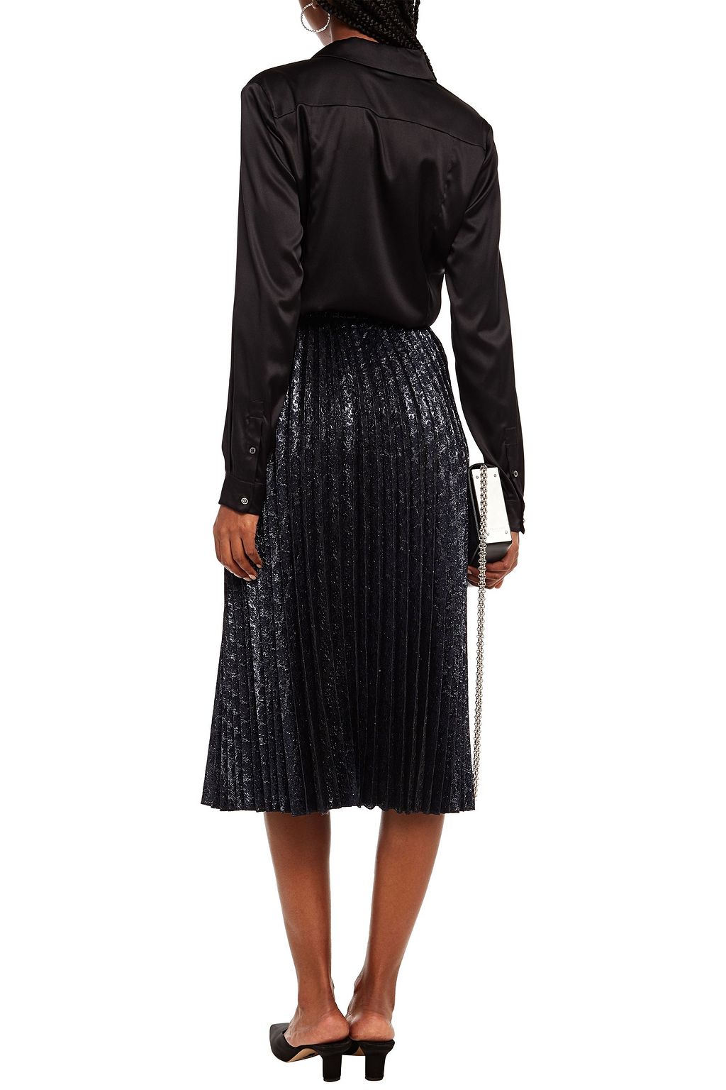 REDVALENTINO Pleated brocade midi skirt