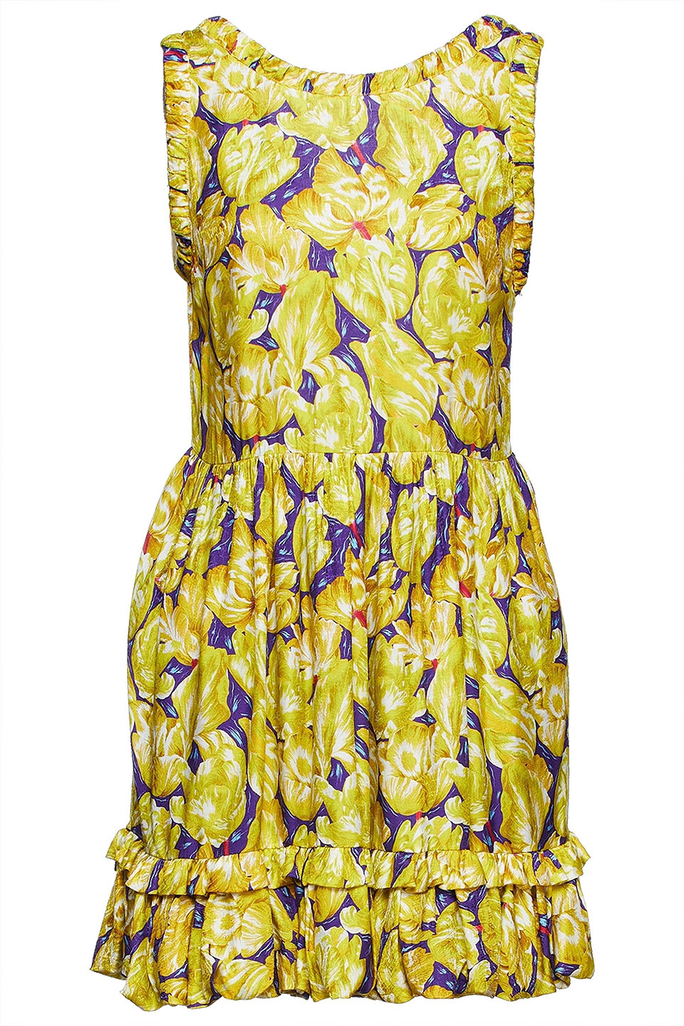 Missoni Woman Gathered Floral-print Jacquard Mini Dress Chartreuse Size 40