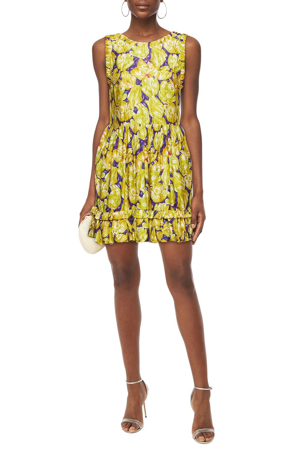 MISSONI Ruffled floral-print jacquard mini dress