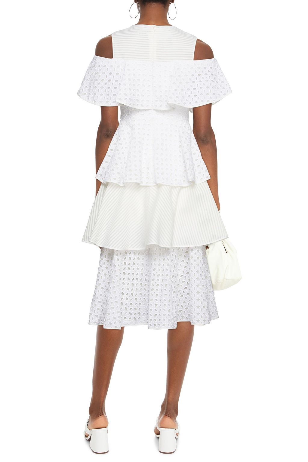 HUISHAN ZHANG Off-the-shoulder broderie anglaise and silk-jacquard midi dress