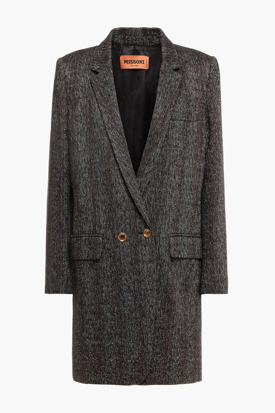 Missoni Woman Metallic Crochet-knit Coat Black Size 38