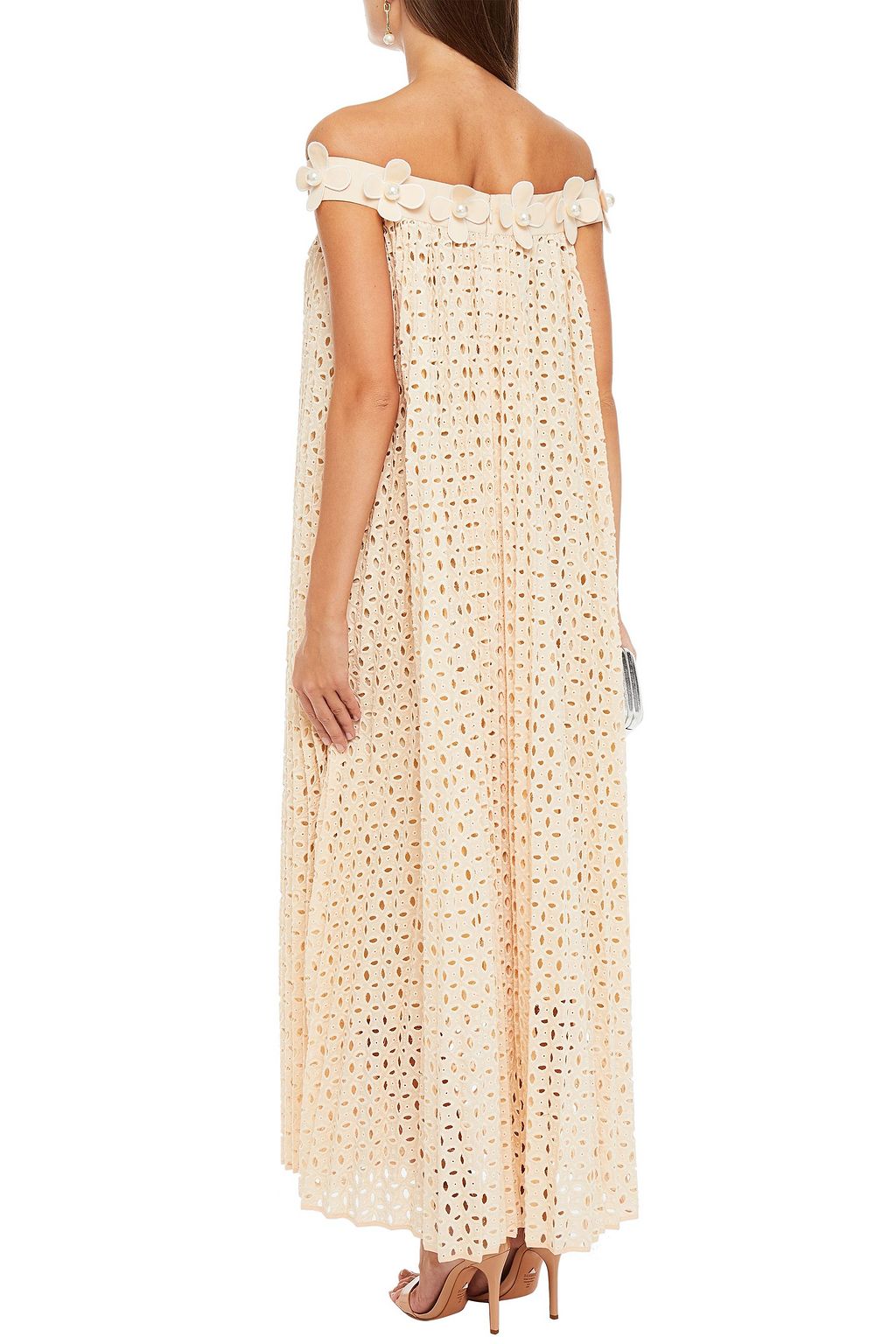 HUISHAN ZHANG Embellished off-the-shoulder broderie anglaise maxi dress