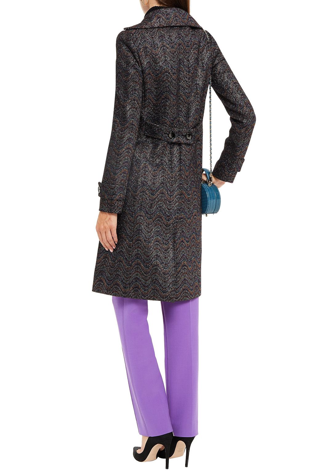 MISSONI Double-breasted metallic crochet-knit coat