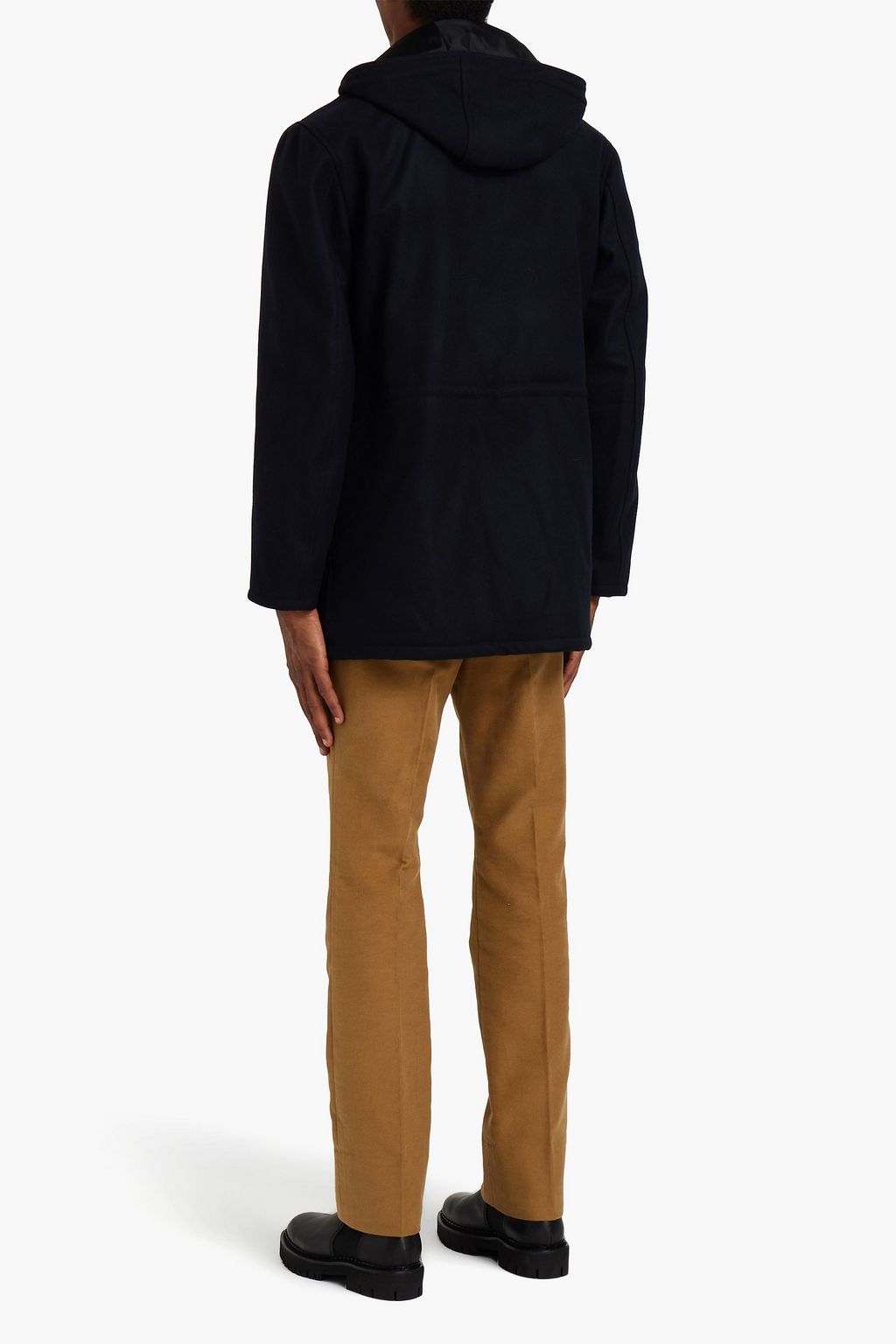 SANDRO Brushed wool-blend felt hooded parka