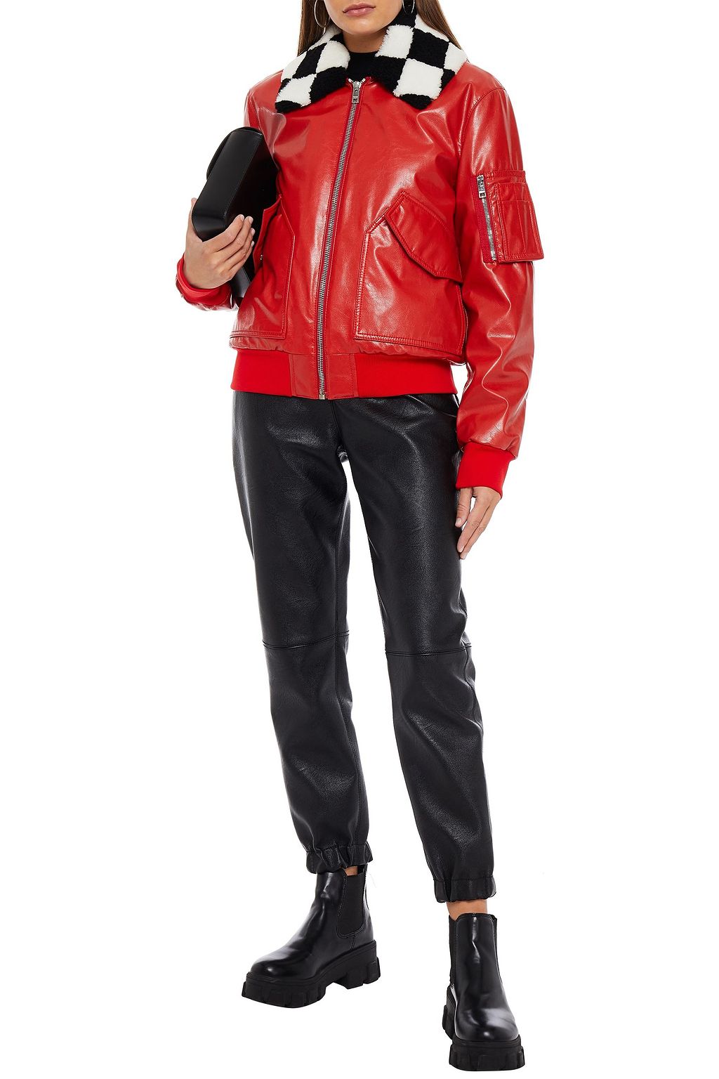 MSGM Faux leather bomber jacket