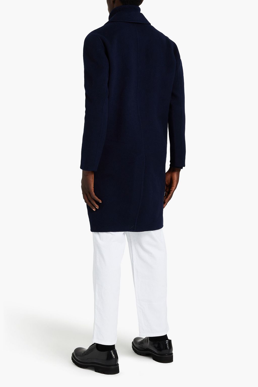SANDRO Brushed wool and cotton-blend felt coat