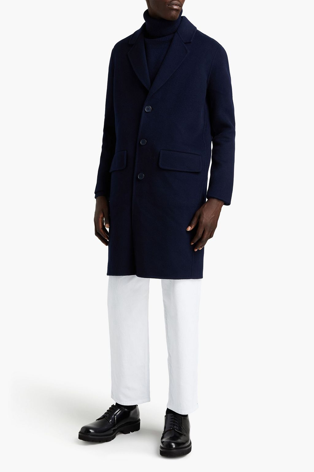 SANDRO Brushed wool and cotton-blend felt coat