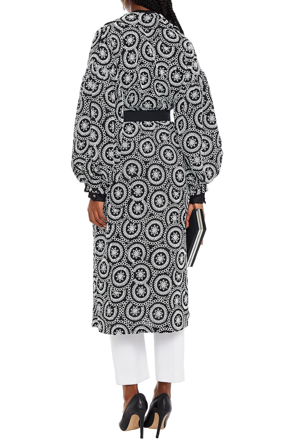 HUISHAN ZHANG Embellished belted silk-crepe coat