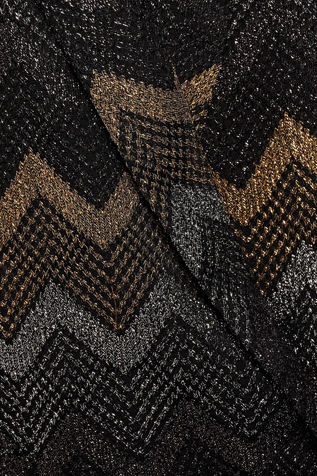 MISSONI Double-breasted metallic crochet-knit blazer