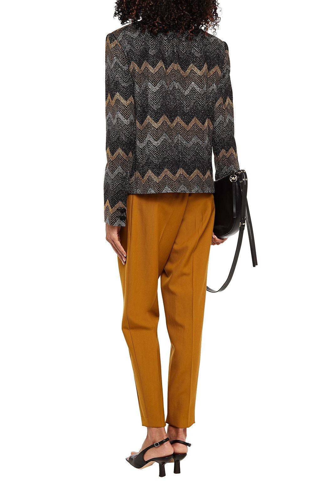 MISSONI Double-breasted metallic crochet-knit blazer